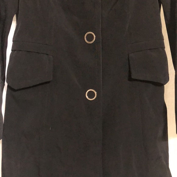 NWOT Ann Klein Black Trench Coat Rain Coat - Picture 4 of 5